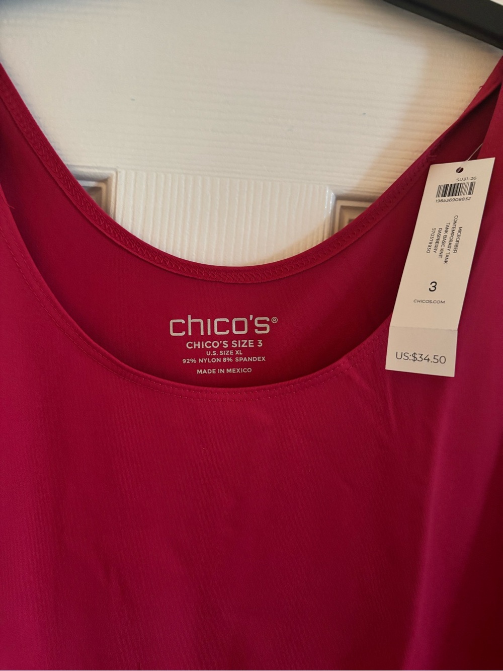 New Chico’s Raspberry Microfiber Tank Size  3 (16/18-XL) - Picture 4 of 7